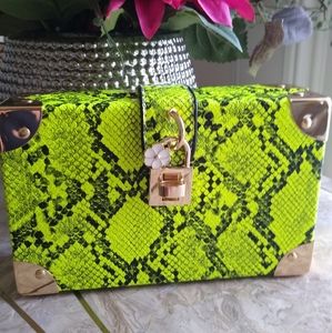 Neon green snake shoulder bag/clutch